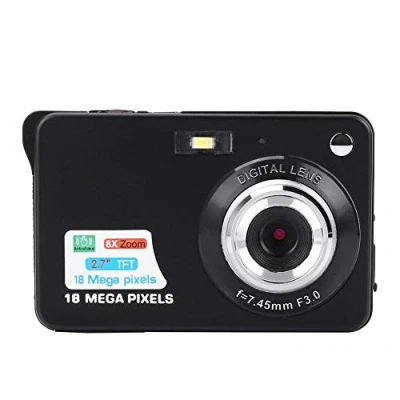 Abbildung von Digitalkamera,Tragbarer 8X Zoom 1080P HD 2,7&quot; LCD Bildschirm 18MP 30fps Videokamera mit Mikrofon, für Jugendliche/Kinder/Anfänger/Erwachsene(Schwarz)
