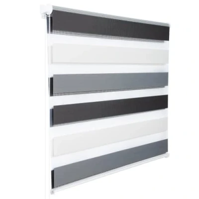 Abbildung von WOLTU Doppelrollo Klemmfix ohne Bohren Weiß+Grau+Anthrazit B80 x H120 cm, Duo Rollo Zebrarollo Fensterrollo Klemmrollo Seitenzugrollo Easyfix lichtdurchlässig &amp; verdunkelnd Rollos für Fenster und Tür