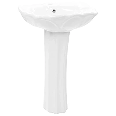 Abbildung von vidaXL Waschbecken mit Säule Keramik Weiß Standwaschbecken Waschtischsäule