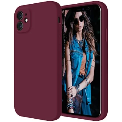 Abbildung von Cordking Entworfen für iPhone 11 Hülle, Silikon [Gerade Kanten] &amp; [Kameraschutz] Verbesserte Handyhülle mit weichem, kratzfestem Mikrofaserfutter, 6,1 Zoll, Pflaume