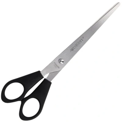 Abbildung von Westcott Schere 7&quot; (17,8 cm) Schwarz Linkshänder Büroschere mit schwarzen Kunststoffgriffen Extrascharfe Klinge, rostfreier Edelstahl Papierschere, Haushaltsschere, Bastelschere E 31172 00