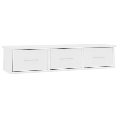 Abbildung von vidaXL Wand Schubladenregal mit 2 Schubladen Wandregal Wandschrank Hängeschrank Wandgarderobe Hängeregal Weiß 60x26x18,5cm Holzwerkstoff