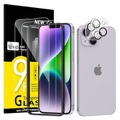 Abbildung von NEW&#039;C 2 X Panzer Schutz Glas für iPhone 14 Plus (6,7 Zoll) und Kamera Kameraschutz Einfaches Installationswerkzeug enthalten kratzfest