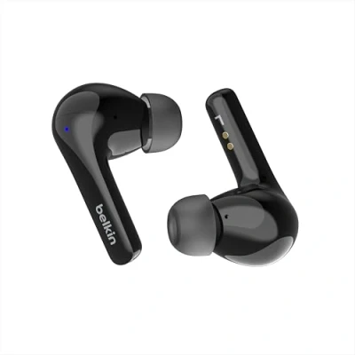Abbildung von Belkin SoundForm™ Motion True Wireless In Ear Kopfhörer, Noise Cancelling, kabelloses Ladecase, 2 Mikrofone, Spritzwasserschutz der Schutzart IPX5, Bluetooth Earbuds für iPhone, Samsung Schwarz