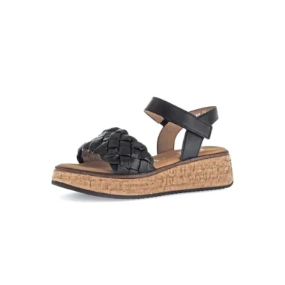 Abbildung von Gabor Damen Keilsandalen, Frauen Sandalen,Leichte Mehrweite (G),Keilsandaletten,Keilabsatz,Wedge Heel,bequem,flach,schwarz,37 EU / 4 UK