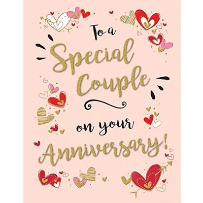 Abbildung von Piccadilly Greetings Group Ltd Glückwunschkarte zum Hochzeitstag Special Couple On Your Wedding Anniversary, Herzen, 18 x 14 cm, Beige