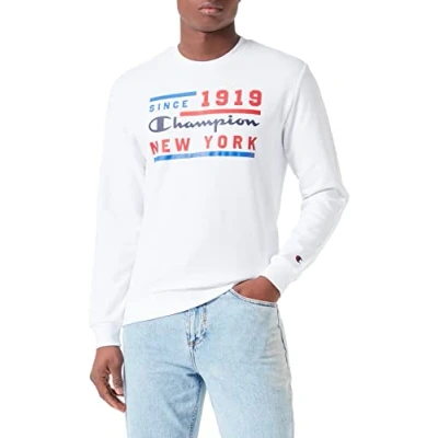 Abbildung von Champion Herren Legacy Graphic Shop Authentic Powerblend Terry Crewneck Hoodie, Bianco, S