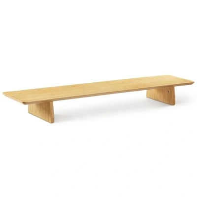 Abbildung von Navaris Doppel Monitorständer aus Bambus TV Ständer Bildschirm Erhöhung Laptop Monitor Stand Tisch Aufsatz große Halterung in Braun Hellbraun