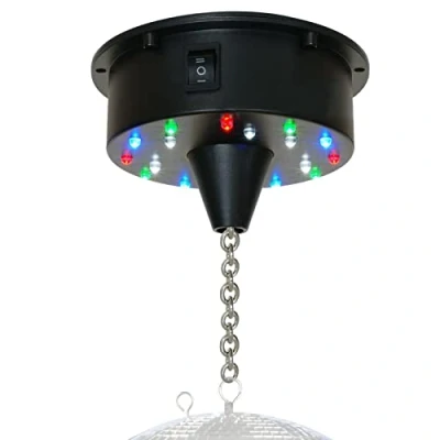 Abbildung von BeamZ MBW18LED Discokugel Motor mit Licht, Antrieb LED Lichteffekt, Batteriebetrieben, Spiegelkugel Motor, Drehmotor Diskokugel, Leiser Antriebsmotor
