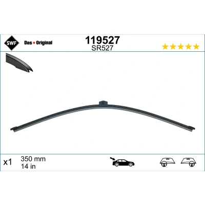 Abbildung von Scheibenwischer Swf Visioflex Rear 119527 350mm hinten Rahmenlos mit integrierter Waschwasserdüse AUDI: A3 Sportback, Schrägheck