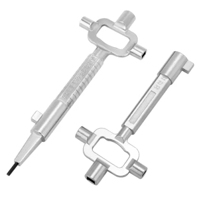 Abbildung von QWORK® 2 Stück Universal Bauschlüssel, Architektenschlüssel, Baustellenschlüssel mit Zylinder Messlehre, Schaltschrankschlüssel, Zinklegierung