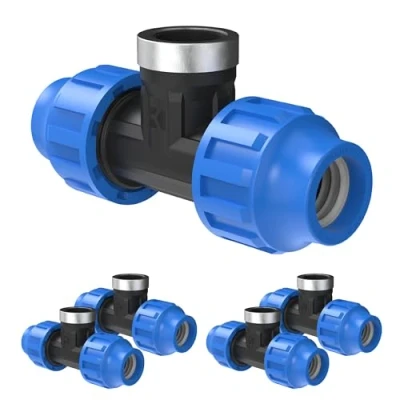 Abbildung von Kirchhoff Fitting T Übergangsstück mit Innengewinde Kunststoff 3/4 x 25 mm für HDPE Rohr 5 Stück im Set Verschiedene Größen DVGW geprüft Trinkwasserqualität Made in EU, Schwarz