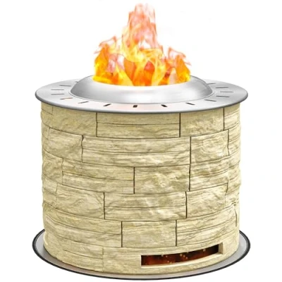 Abbildung von Feuerschale Feuerstelle mit Deckel Holz brennender Feuerkorb für Garten