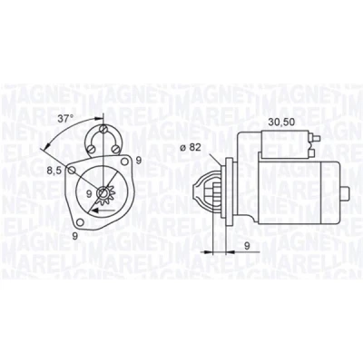 Abbildung von MAGNETI MARELLI 063721045010 Anlasser 12 2 9 FIAT: Grande Punto Schrägheck, Doblo I Kombi, II ALFA ROMEO: 159 Sportwagon, 147