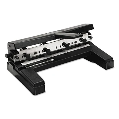 Abbildung von Swingline 3 Lochstanzer, strapazierfähig, 40 Blatt Kapazität, Dreilochstanzer, Ringe, verstellbar, 24 Löcher, Schwarz (74450)