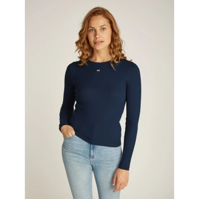 Abbildung von Tommy Jeans Essential Langarmshirt, Damen, Größe: Large, Dark night navy