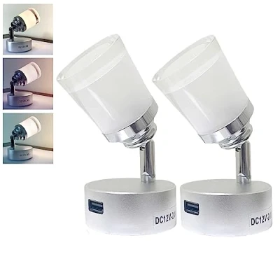Abbildung von Intckwan 12 Volt LED Lampen Wohnmobil, 12v Leselampe Wohnwagen mit USB, 3W, Taktile Dimmschalter, Weiß Gelbes und Warmes Licht, Für DC12 24v Auto LKW Wohnmobil Camping Boot(2 Stück)