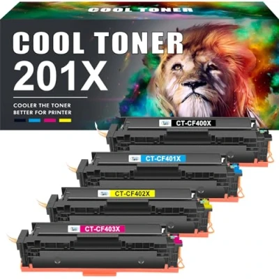 Abbildung von Cool Toner Kompatibel für HP 201X 201A M277dw Color Laserjet Pro MFP CF400X CF400A CF401X CF402X CF403X M252dw M277n M277 277dw M274n (Schwarz Cyan Gelb Magenta, 4er Pack)