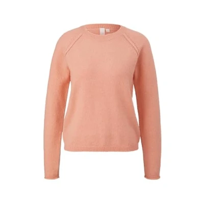 Abbildung von QS MIT Rollsaum Strickpullover, Damen, Größe: Large, Papaya
