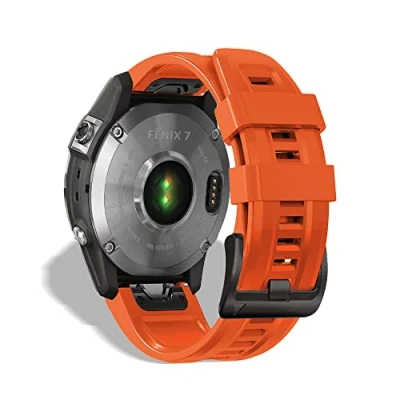 Abbildung von KeeFos 22mm QuickFit Armband Kompatibel mit Garmin Fenix 7/Fenix 6/Fenix 6 Pro/Fenix 5/Fenix 5 Plus, Silikon Ersatzarmband Herren Damen für Forerunner 935/945/Epix Gen 2 (Orange)