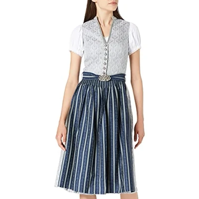Abbildung von Stockerpoint Damen Dirndl Leonie Kleid, grau blau, 34