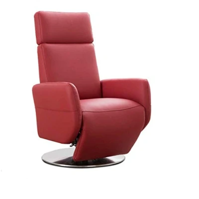 Abbildung von Cavadore TV Sessel Cobra / Fernsehsessel mit 2 E Motoren und Akku Relaxfunktion, Liegefunktion Ergonomie L 71 x 112 82 Echtleder Rot