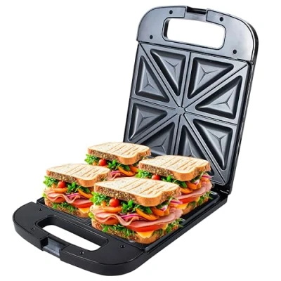 Abbildung von Adler Sandwichmaker AD 3055, 2000 W, Thermostat, Kontrollleuchten, Heizplatten