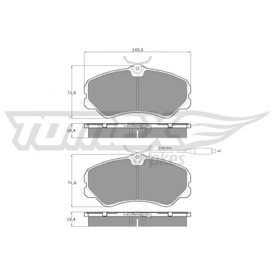 Abbildung von TOMEX brakes TX 11 24 Bremsbelagsatz Vorderachse mit integriertem Verschleißwarnkontakt Bremssattelschrauben FIAT: Ducato I Pritsche/Fahrgestell