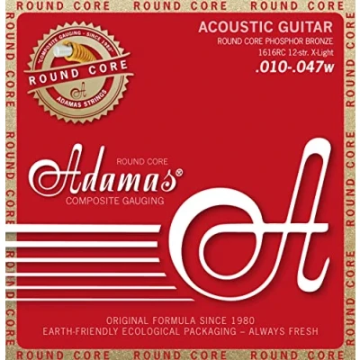 Abbildung von Adamas Akustik Gitarren Saiten Historic Reissue Phosphor Bronze Round Core Satz 12 str. Light .010 .047 1616RC