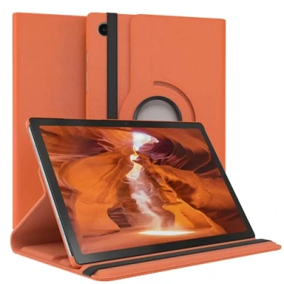 Abbildung von EAZY Case Tablet Hülle für Samsung Galaxy Tab A8 10.5 LTE Schutzhülle Zoll Smart Cover Rotationcase zum Aufstellen Klapphülle 360 drehbar mit Standfunktion Tasche Kunstleder Orange