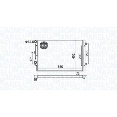 Abbildung von MAGNETI MARELLI 350213157800 Kühler, Motorkühlung 650 452 34 Kühlrippen mechanisch gefügt VOLKSWAGEN: GOLF 5 Schrägheck, Touran I, 6