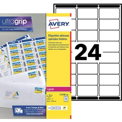 Abbildung von AVERY L7159 10.FR Adress Etiketten Special, 63,5 x 33,9 mm, weiß