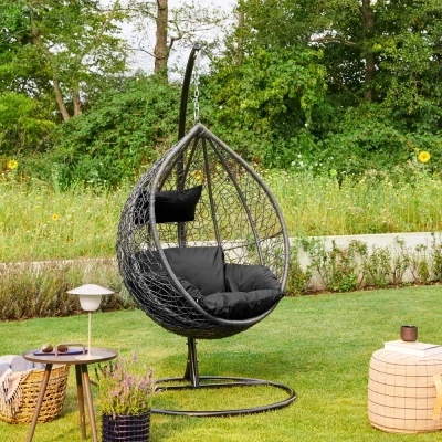 Abbildung von HOME DELUXE Hängesessel Polyrattan CIELO, inkl. Gestell, Sitz und Rückenkissen I Hängestuhl