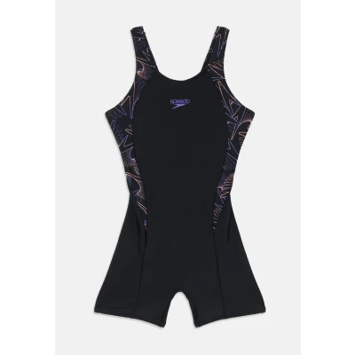 Abbildung von Speedo Mädchen Hyperboom Splice Legsuit Chlorbeständig Schnell trocknend Stretchmaterial Bequeme Passform Einteiler Schwimmbekleidung, Bright Peach, 7 8