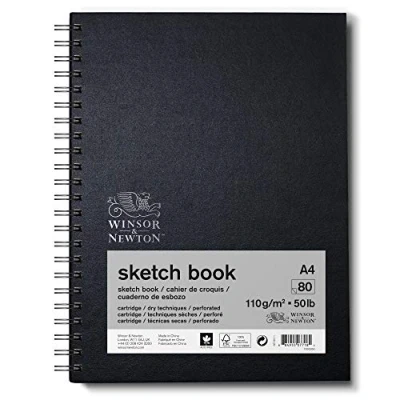 Abbildung von Winsor &amp; Newton 6673011 Skizzenbuch mit 80 Blatt Skizzenpapier, 110 g/m², Hardcover gebunden Rückenleimung, mikroperforieten Blättern, Spiralgebunden DIN A5