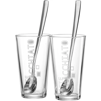 Abbildung von Ritzenhoff &amp; Breker Latte Macchiato Glas &quot;Lena&quot;, (Set, 4 tlg.), 350 ml, teilig, inkl. 2 Löffel aus rostfreiem Edelstahl