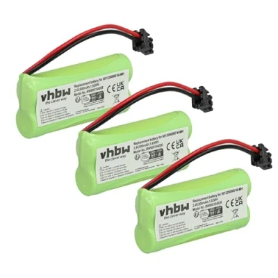 Abbildung von vhbw 3X NI MH Akku Set 800mAh (2.4V) kompatibel mit schnurlos Festnetz Telefon DeTeWe BeeTel 2000, 2000C, 900C Ersatz für BATT 6010, BT184342.