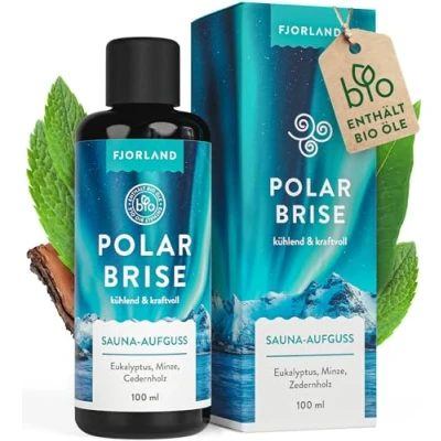 Abbildung von FJORLAND® Polarbrise BIO Saunaaufguss Eukalyptus, Minze, Cedernholz 100 ml Natürlicher Saunaduft mit ätherischen Ölen Sauna Aufgussmittel extra hochdosiert