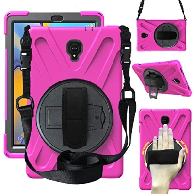 Abbildung von Schutzhülle für Samsung Galaxy Tab A 10.5 2018, strapazierfähig, mit 360 Grad Standfunktion, Handschlaufe, Schultergurt (2018) SM T590/T595/T597 Tablet rosa rosarot