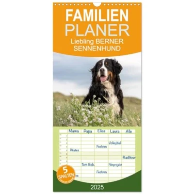 Abbildung von Familienplaner 2025 Liebling BERNER SENNENHUND mit 5 Spalten (Wandkalender, 21 cm x 45 cm), CALVENDO