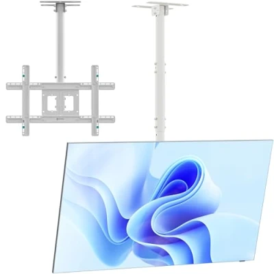 Abbildung von ONKRON N1L WHT TV Deckenhalterung, (bis 80,00 Zoll, WHT, neigbar 5 +15,höhenverstellbar 717 1584 mm,32 80 Zoll)