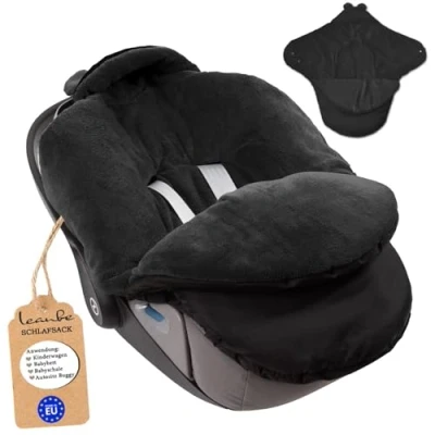 Abbildung von Leanbe Fußsack Baby Einschlagdecke für Winter geeignet Kinderwagen Babyschale Babyfußsack Babybett Autositz Buggy (Schwarz)