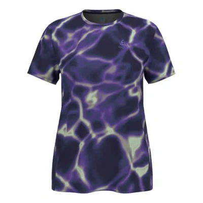 Abbildung von Odlo Zeroweight Chill Tec Print T Shirt Crew Neck S/S Damen (Violett M Größe)