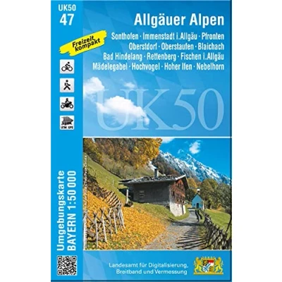 Abbildung von UK50 47 Allgäuer Alpen: Sonthofen, Immenstadt i.Allgäu, Pfronten, Oberstdorf, Oberstaufen, Blaichach, Bad Hindelang, Rettenberg, Fischen ... Karte Freizeitkarte Wanderkarte)