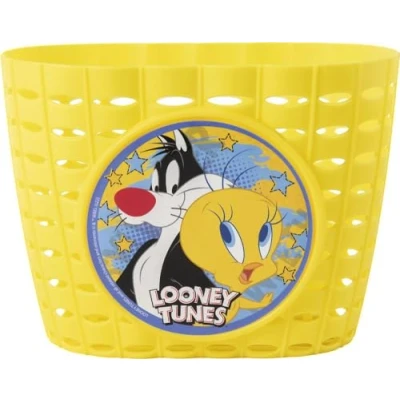 Abbildung von Warner Bros Aufbewahrungskorb Fahrrad Kind Mädchen Looney Tunes Titti Silvestro blau gelb Fahrradzubehör
