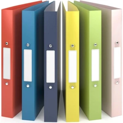 Abbildung von ACROPAQ 6 x Ringbuch A4 Mit 2 Ringen, Rückenetiketten, Rückenbreite 3,5 cm, Sommer, Natur Farbkollektion Ringhefter, Ringordner, Ordner Schmal, Ringmappe A4, Schulordner