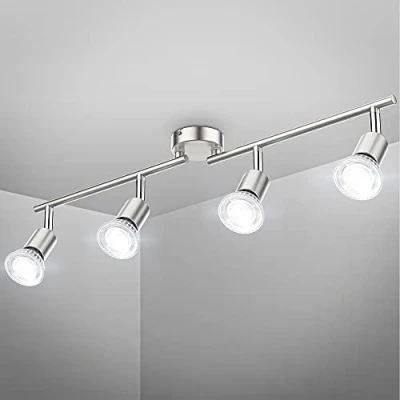 Abbildung von B.K.Licht Deckenleuchte LED Deckenlampe 4x 5W IP20 4.000K BKL1407, wechselbar, Neutralweiß, 4 flammig GU10 400lm dreh schwenkbar Matt Nickel