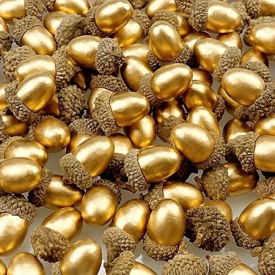 Abbildung von Lorigun 50 Stück Künstliche Eicheln Goldene Eichel mit natürlicher Eichelkappe Gefälschte für Dekoration Haus Küche Dekor Weihnachtsdekoration Herbst Tisch Streuen Basteln