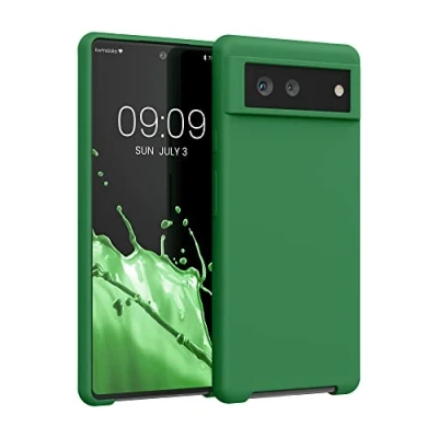 Abbildung von kwmobile Hülle kompatibel mit Google Pixel 6 Silikon Handy Case Handyhülle weiche Oberfläche kabelloses Laden Pixie Green