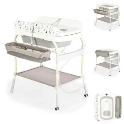 Abbildung von Babyshoppen Babybadewanne Wickeltisch 2in1, Garda Thermometer Räder Wickelauflage